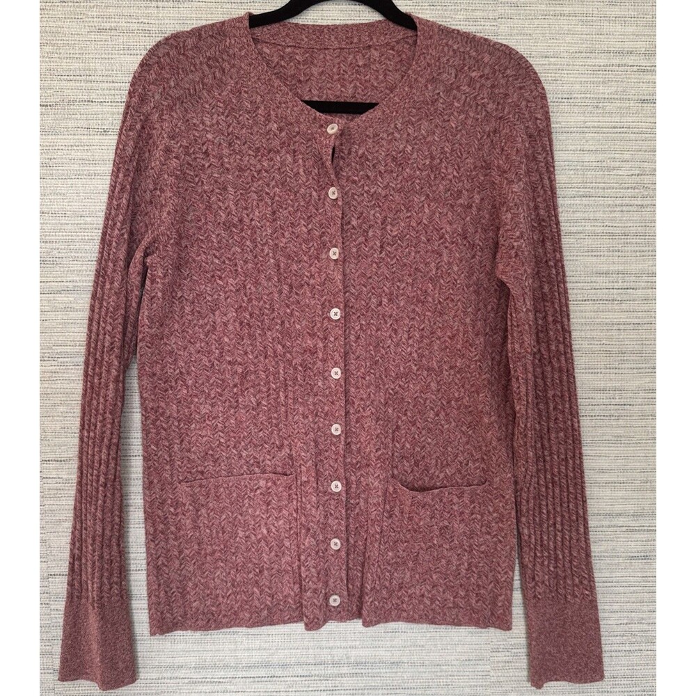 Re/Done Chevron Ribbed Knit Cardigan.  Size Large. Retail- $395